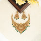 Elaborate Lakshmi Shrine Necklace with Curved Stone Insets and Fringe Detailing