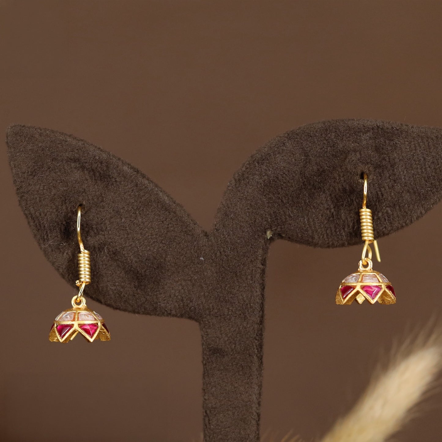 Delicate Mini Dome Earrings with Angular Stone Segments