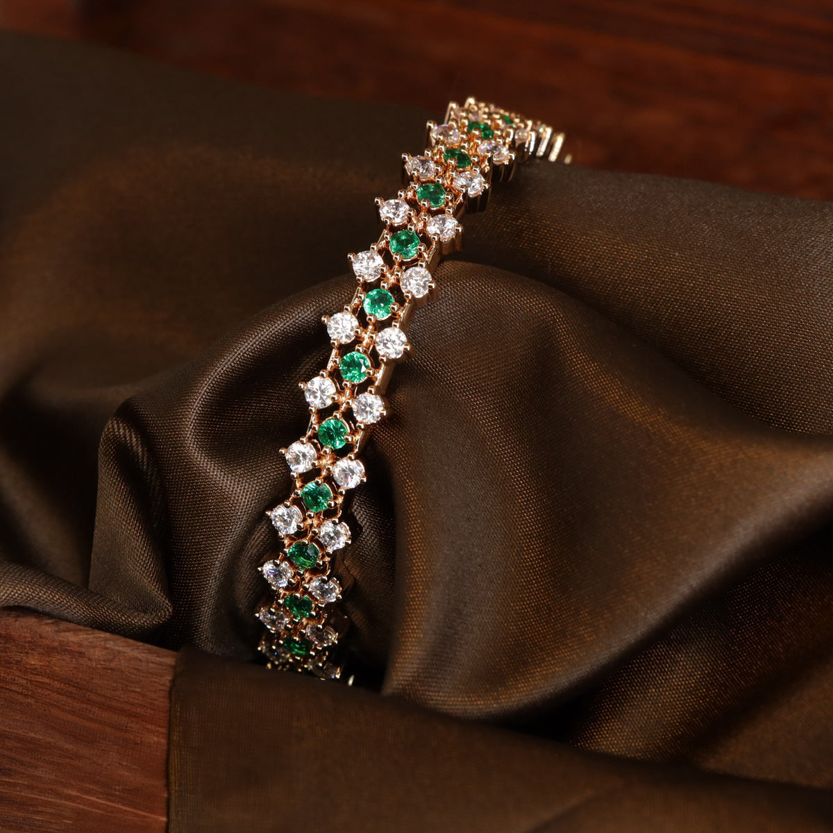 Premium Gold Tone Bangle with Repeating Floral Accent Design