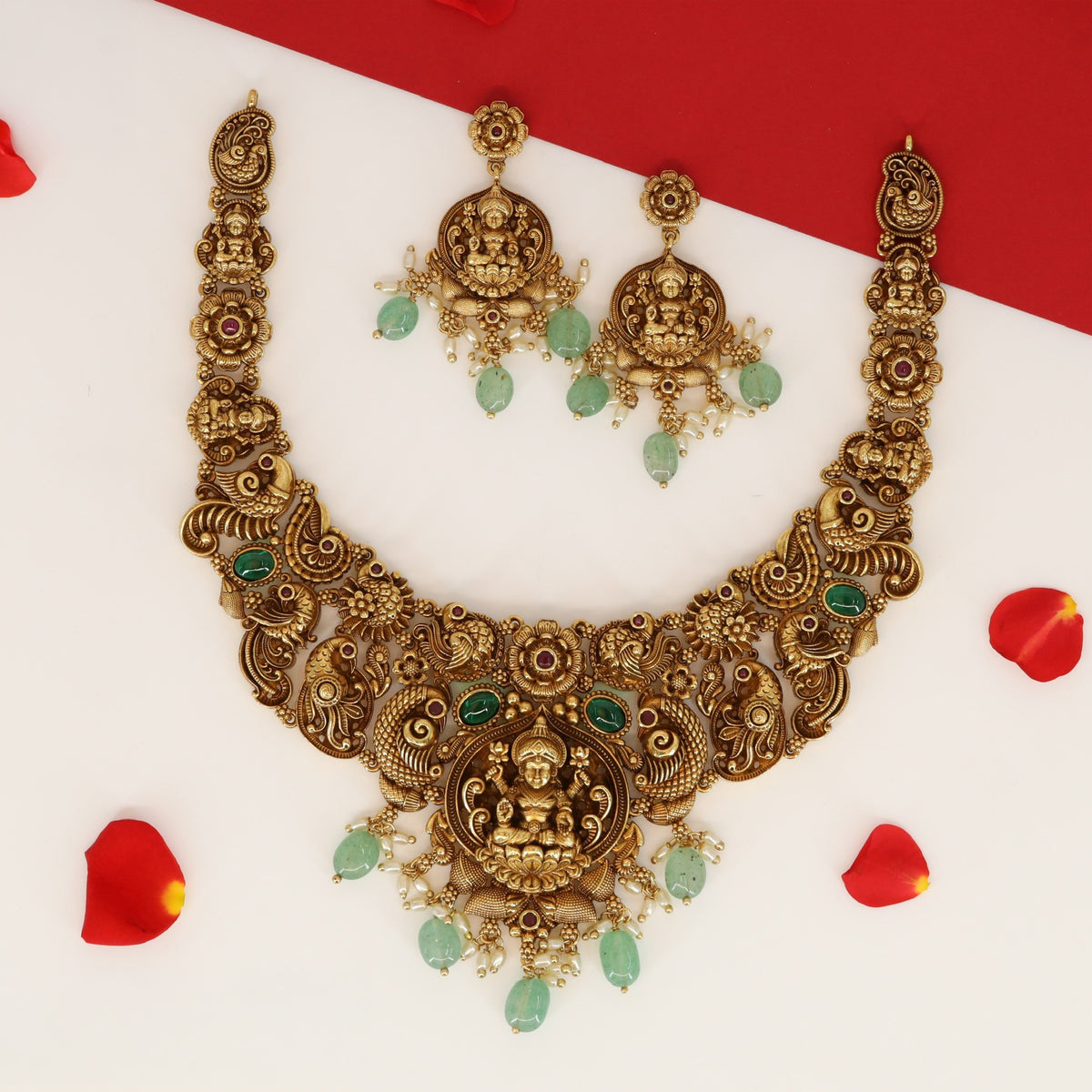 Traditional Lakshmi Temple Design Antique Necklace