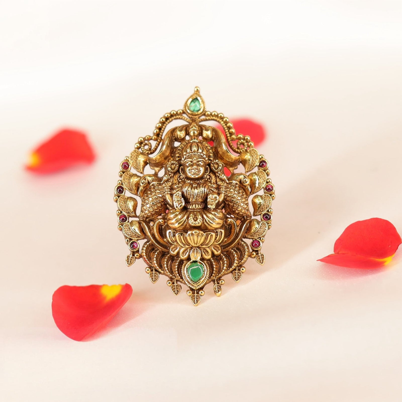 Classic Lakshmi Design Ring with Elaborate Frame and Statement Presence