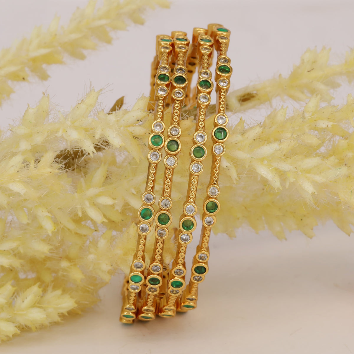 Classic Antique Bangles with Elegant Round Accents