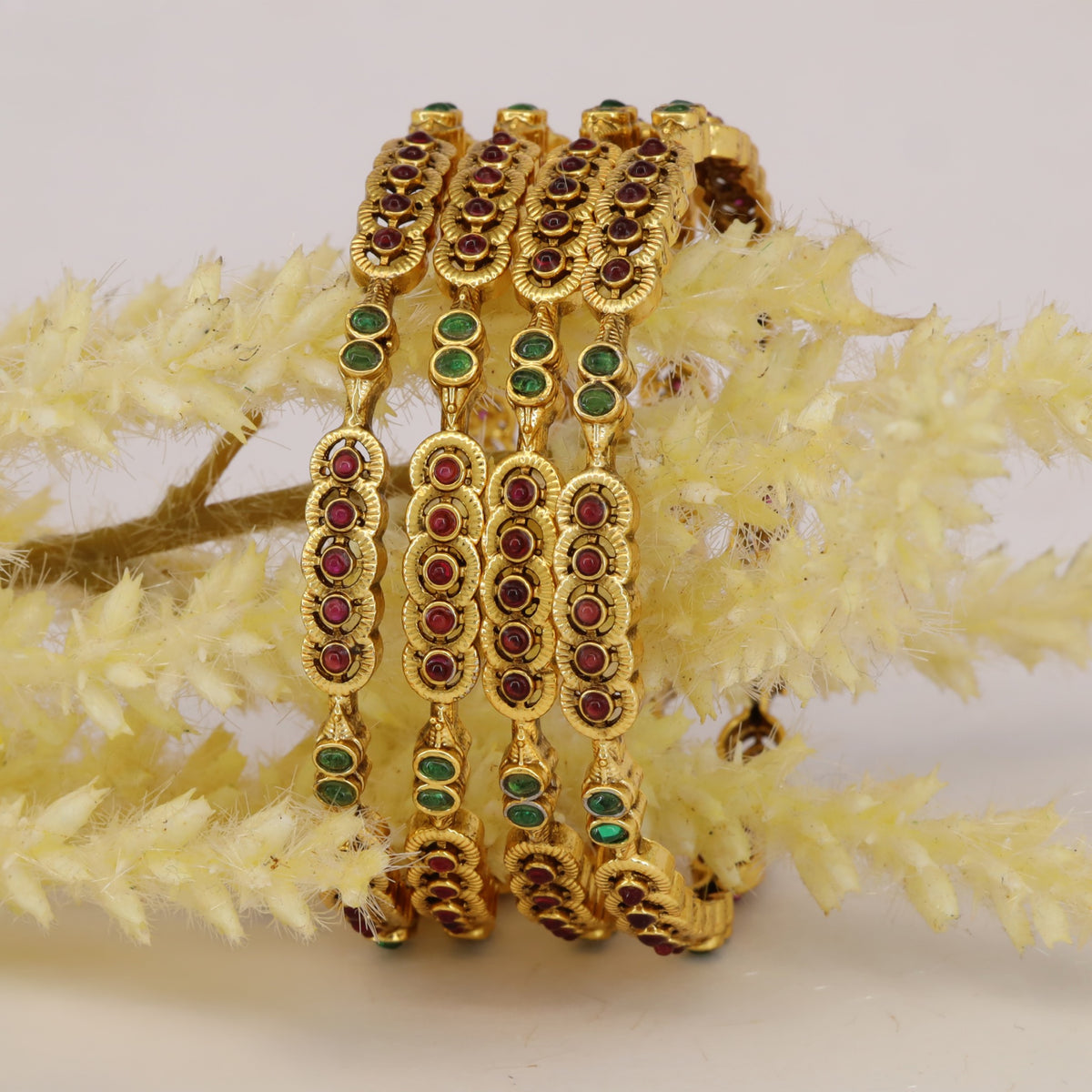 Antique bangles with refined craftsmanship and oval accents