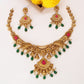 Floral Panel Necklace with Central Medallion Pendant and Drop Fringe
