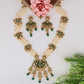 Floral framed Kundan long haara with intricate bead strands and pendant detailing
