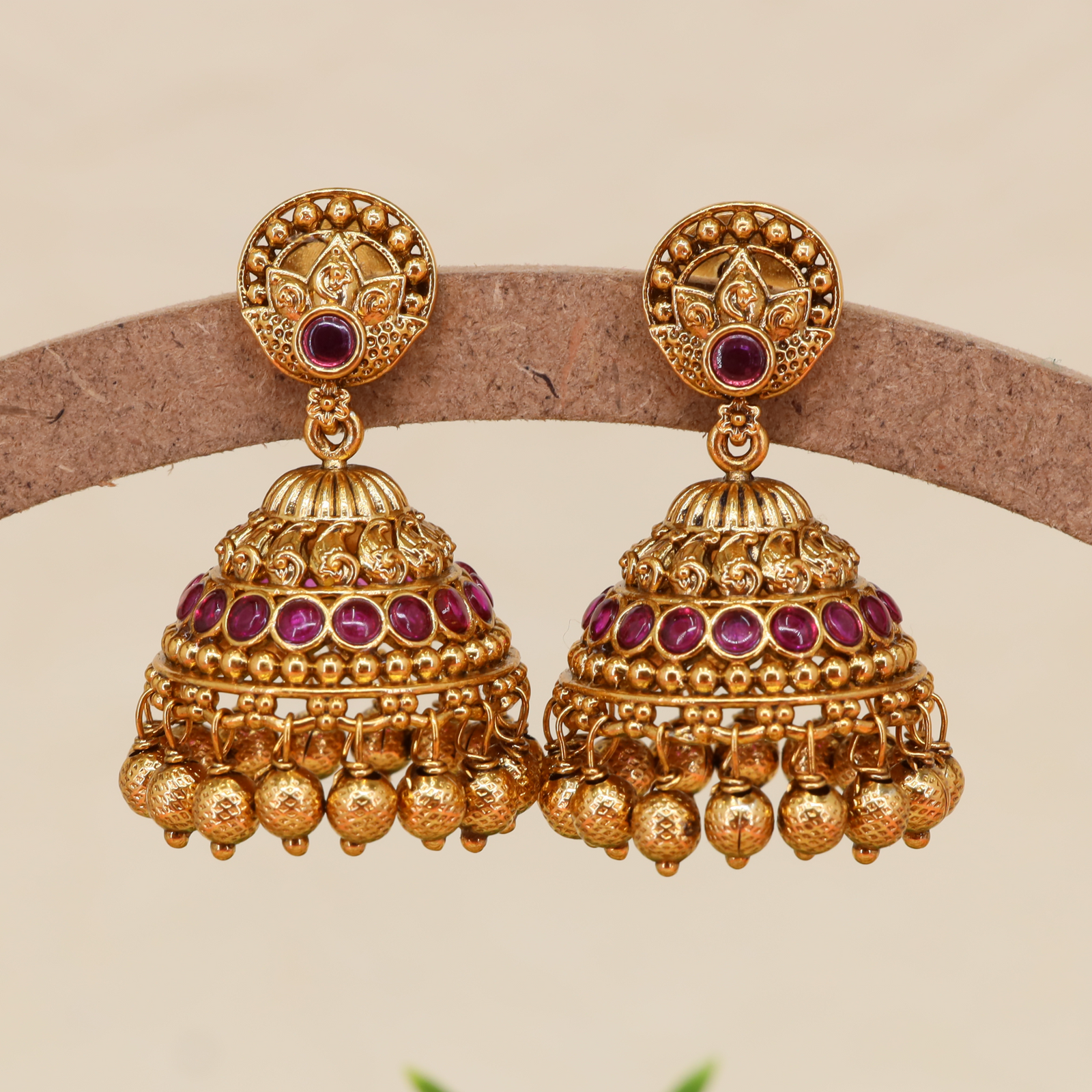 Decor Dome Jumka with Round Stud and Dense Drop Fringe