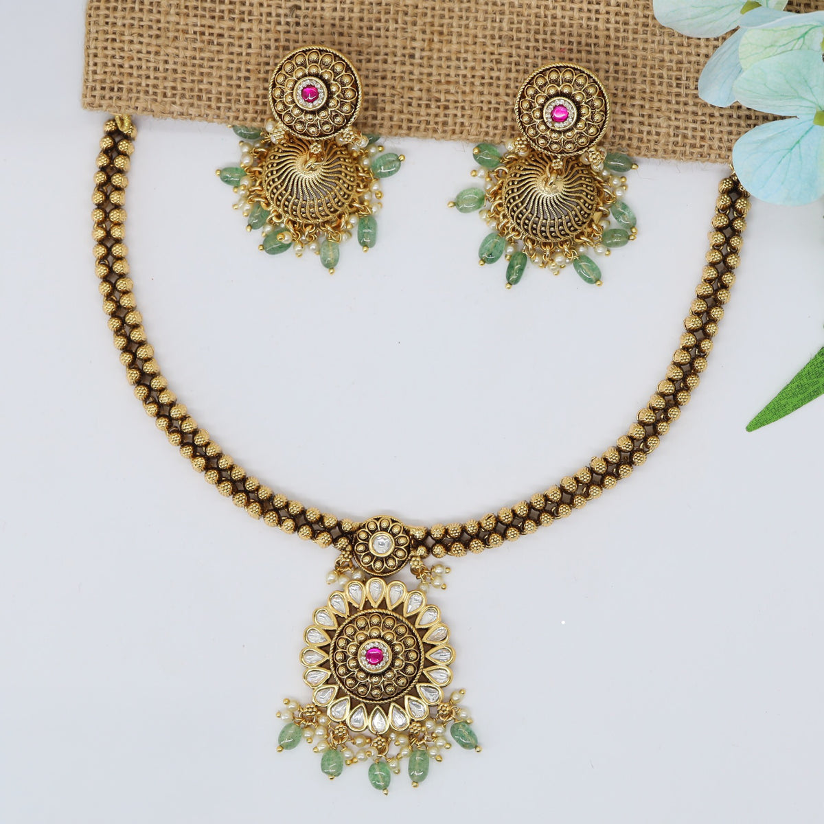 Classic Antique Necklace With Statement Floral Design