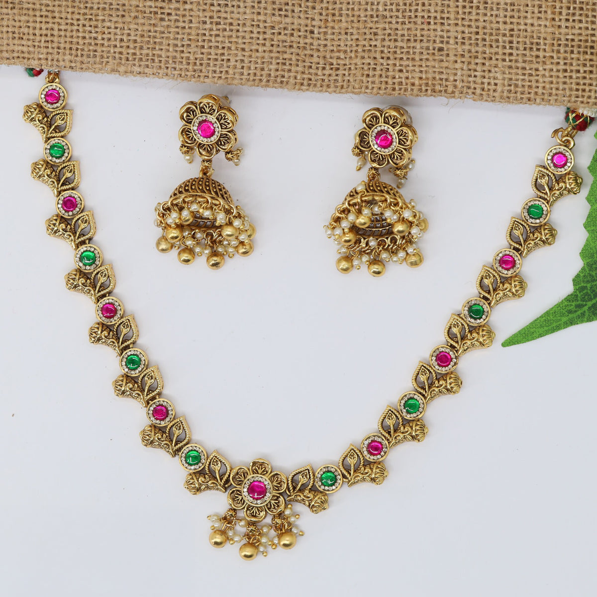 Antique Necklace With Floral Leafwork