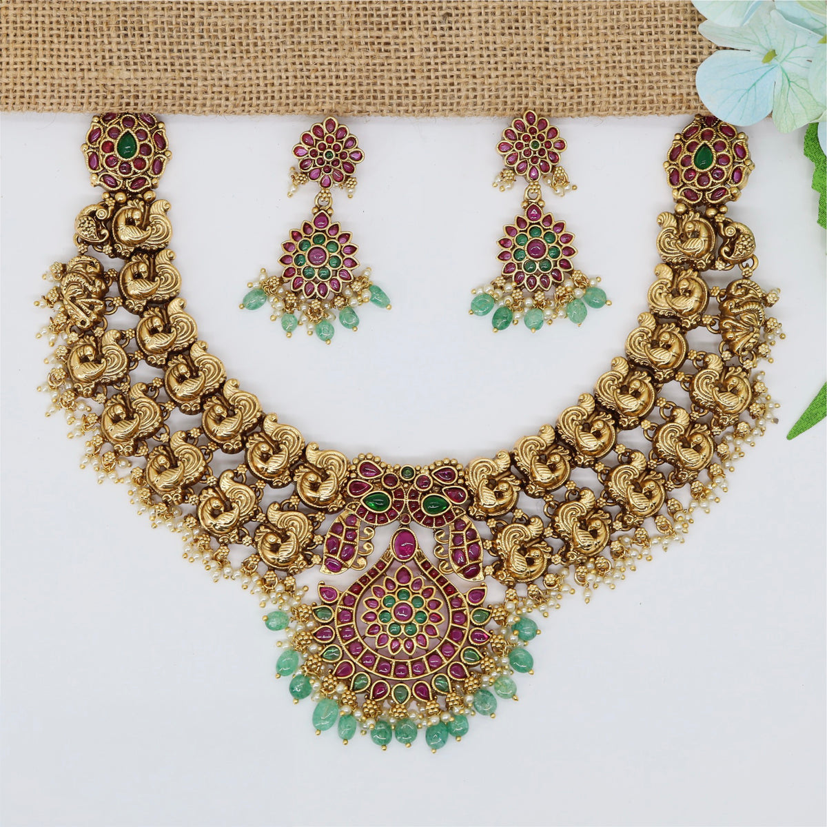 Antique Necklace with Intricate Peacock Detailing