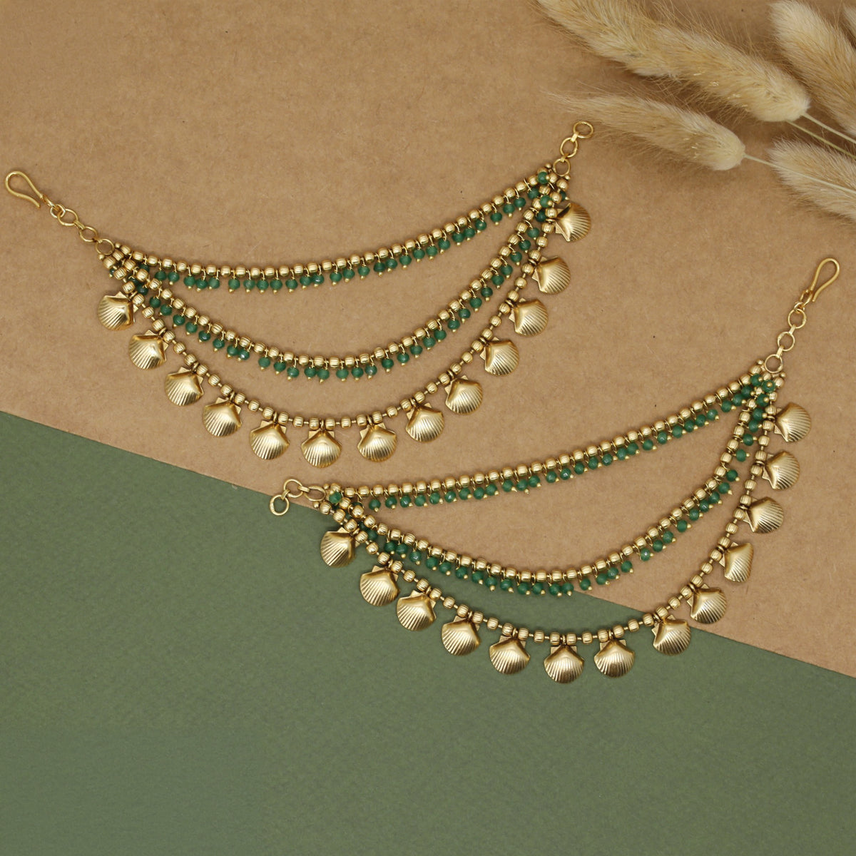 Traditional Antique Mati with Shell Drop Work