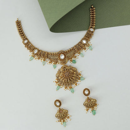 Traditional Panel Necklace with Oval Connectors and Drop Accents