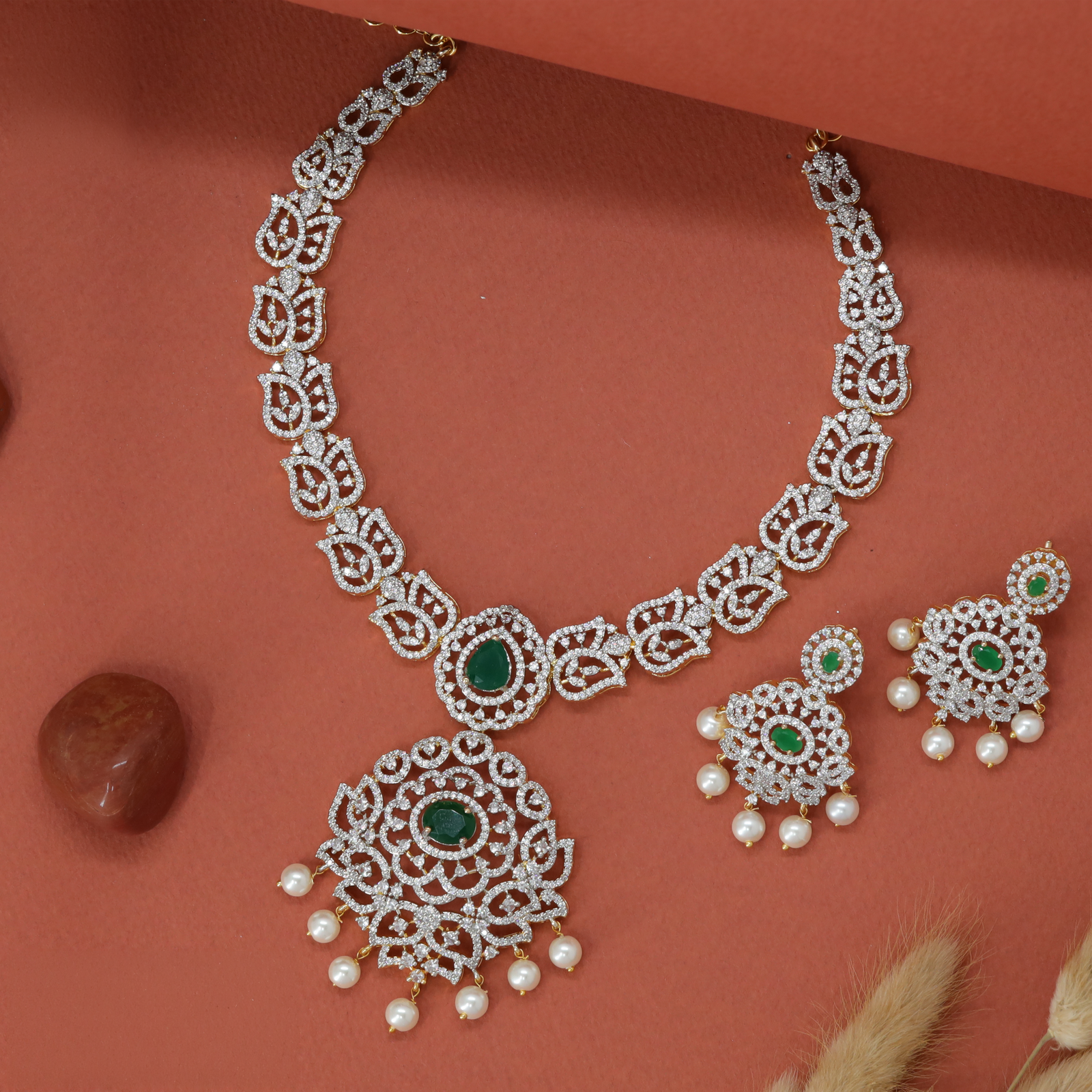 Ornate Link Necklace with Intricate Cutwork Segments and Hanging Disc Detail