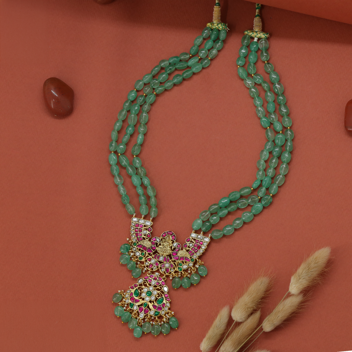 Classic Jadau Long Haara with Elaborate Centre Lakshmi Design