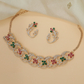 Botanical scroll Crystal Rose Gold Necklace with coordinated earrings