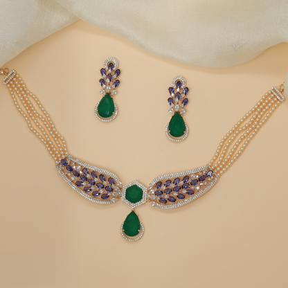 Elegant multi-strand Rose Gold Choker with a sculpted centre