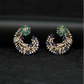 Rose gold floral studs with a distinctive curved profile