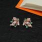 Delicate Botanical Stud with Flowing Leaf Motifs and Floral Centre Structure