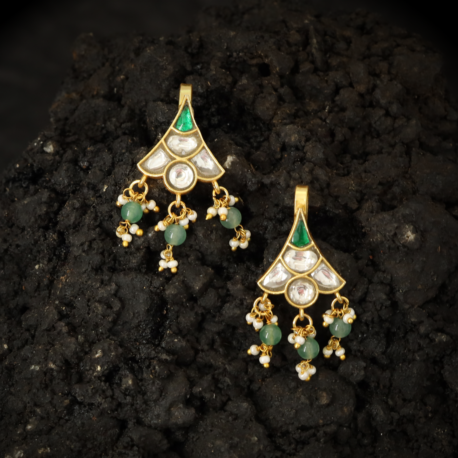 Traditional Jadau Bugadi with Layered Kundan Motif and Hanging Bead Clusters