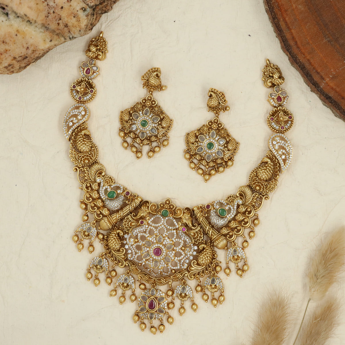 Antique Necklace With Ornate Peacock Details And A Statement Centrepiece