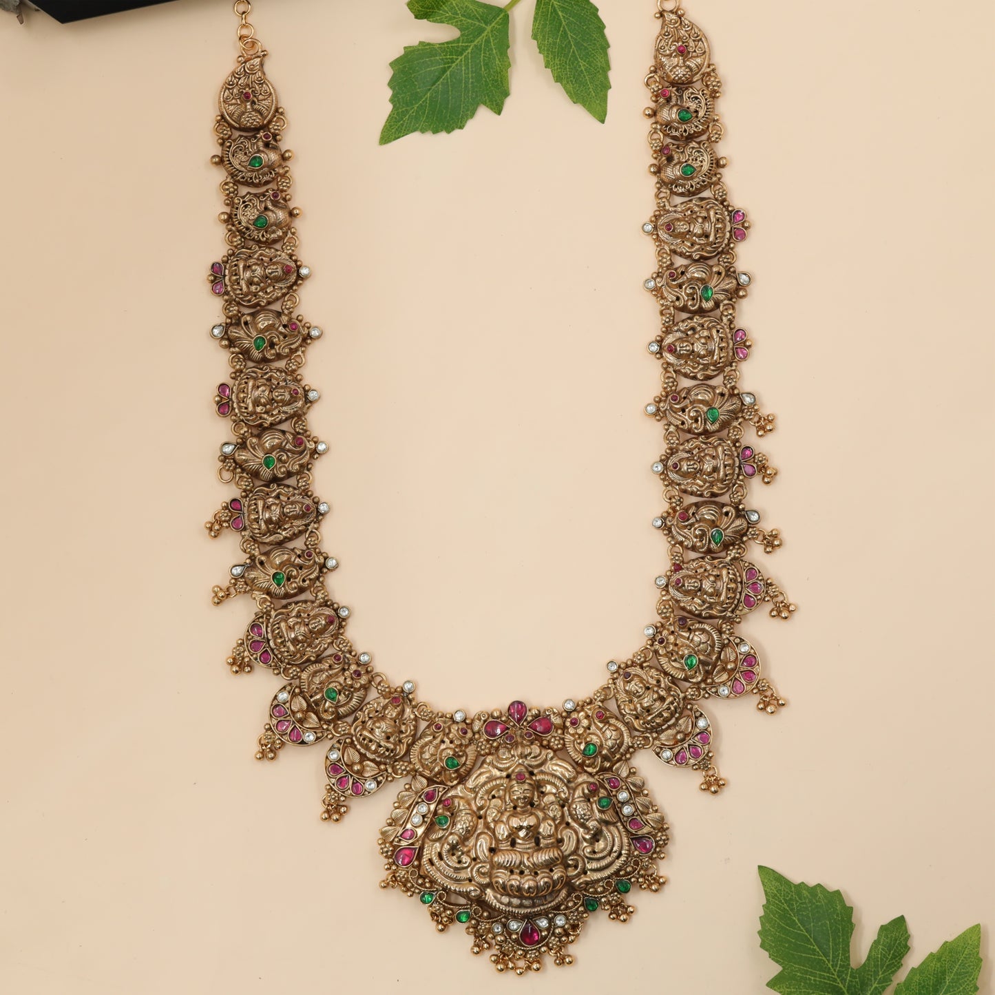 Lakshmi-Peacock Grand Medallion Long Necklace