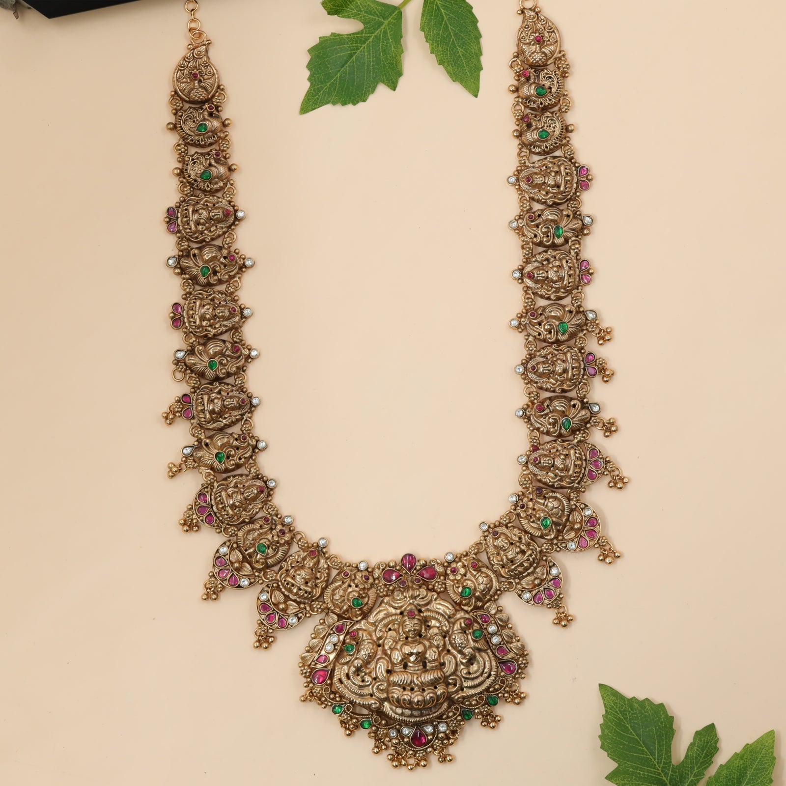 Lakshmi-Peacock Grand Medallion Long Necklace