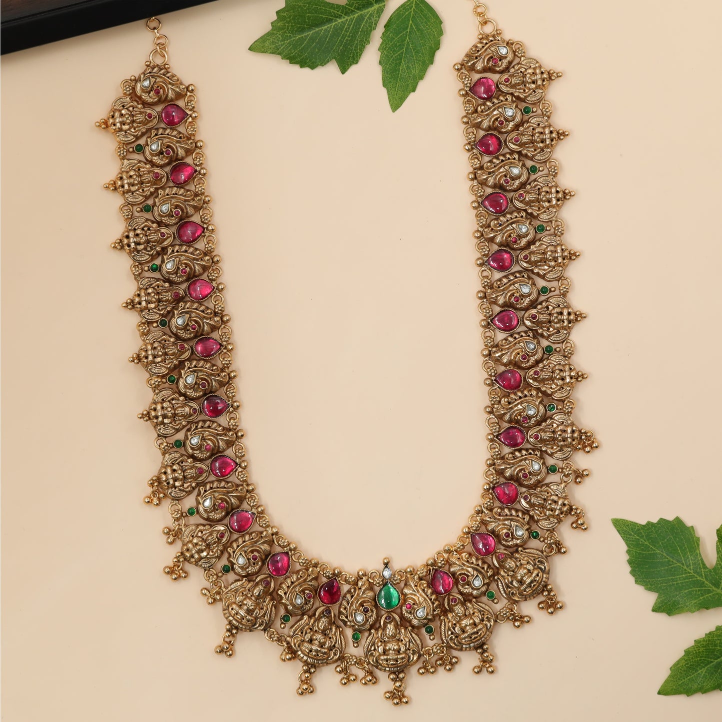 Sculpted Lakshmi Face Motif Long Necklace