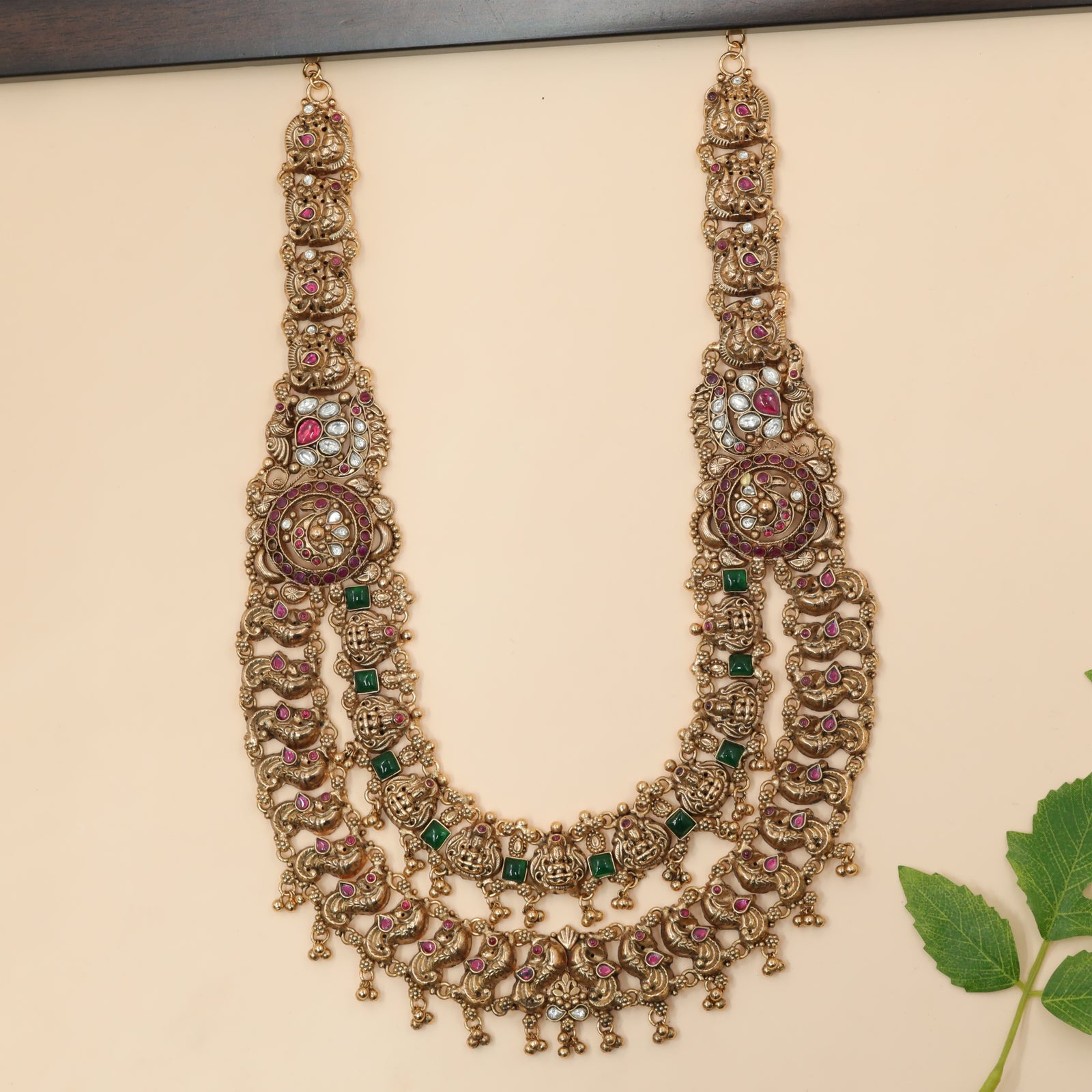 Peacock Lakshmi Link Long Necklace