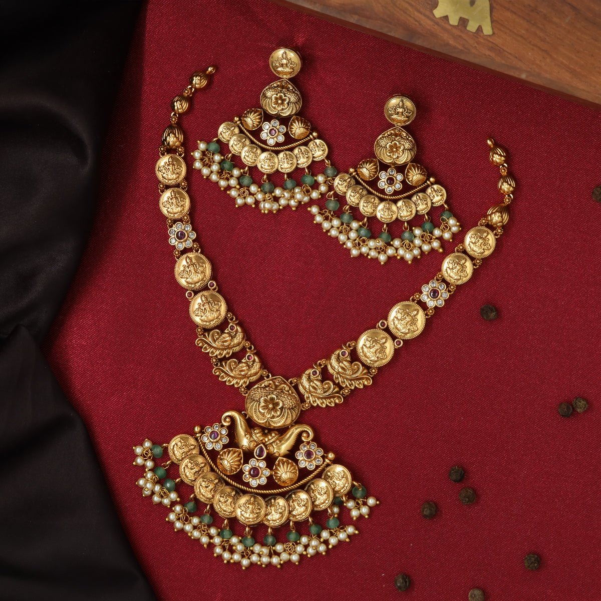 Signature Antique Necklace With Detailed Lakshmi Coin Embellishments