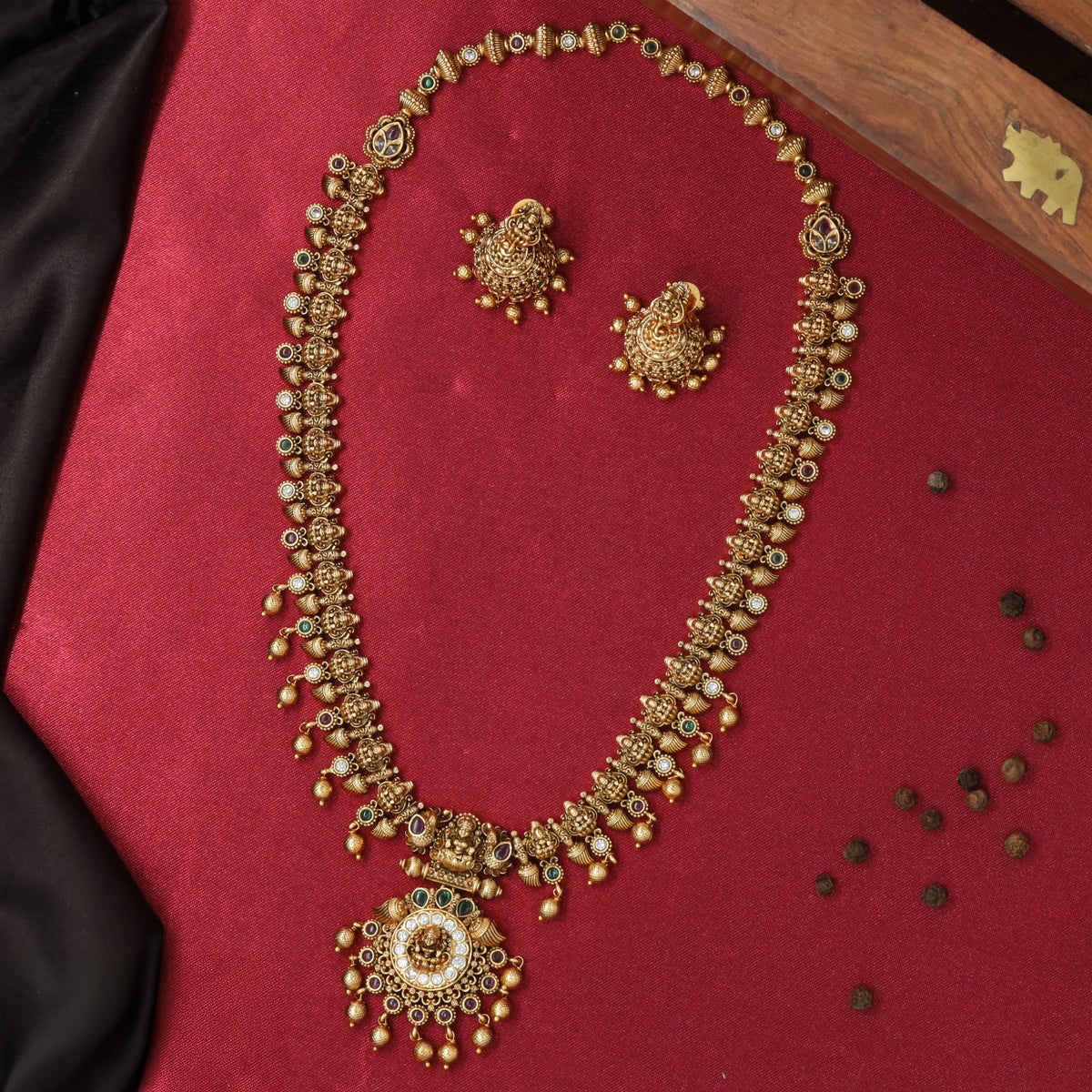 Lakshmi Pendant Antique Long Haara With Ornamental Detailing