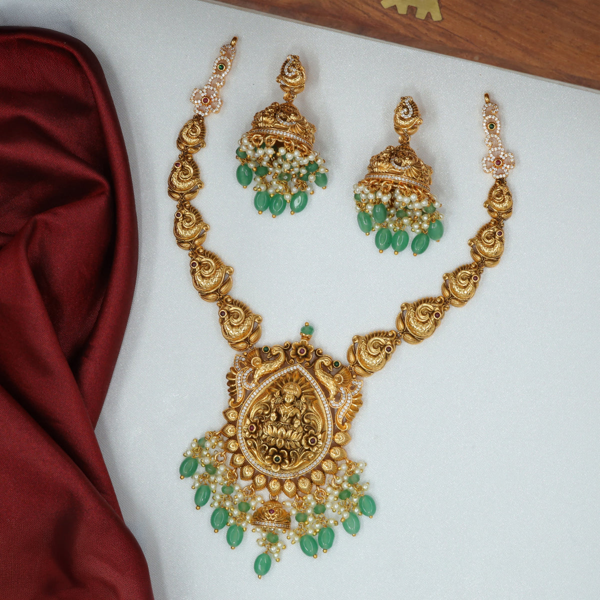 Traditional Craft Antique Necklace With Matching Ornamental Earrings