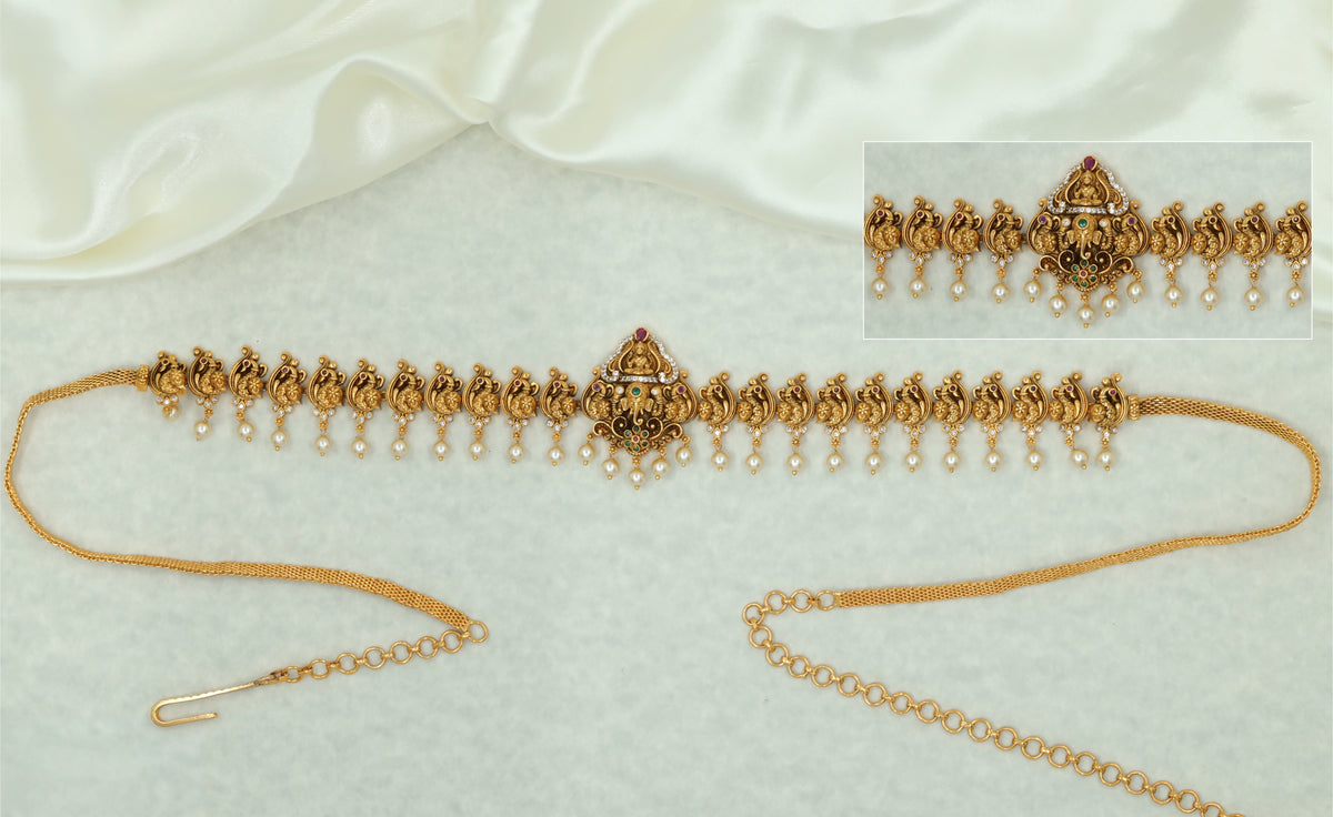 Statement Antique Waist Belt With Ganesha And Lakshmi Design