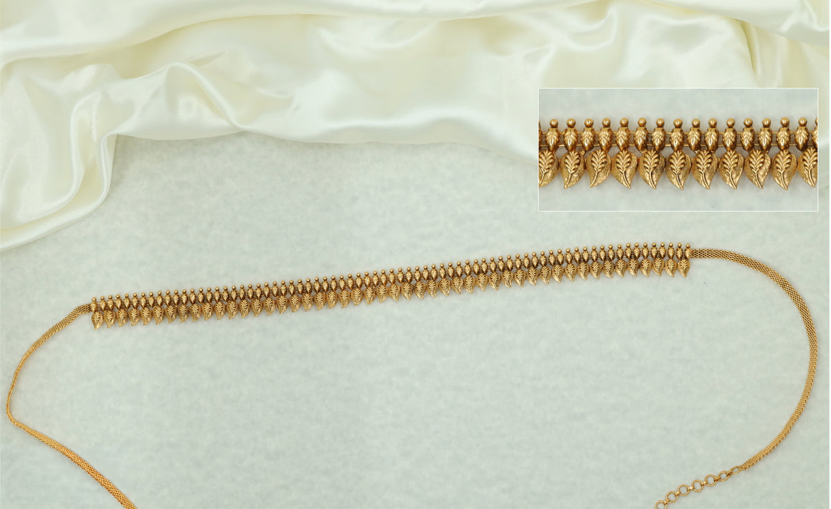 Couture Antique Waist Belt With Ornamental Leaf Design