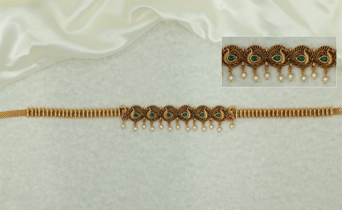 Royal Antique Waist Belt With Peacock Inspired Decorative Detailing