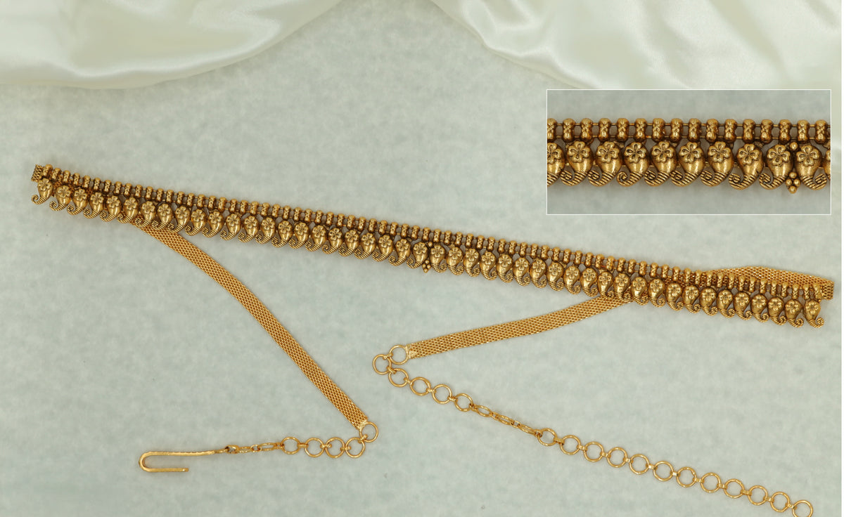 Regal Antique Waist Ornament With Textured Embellishments