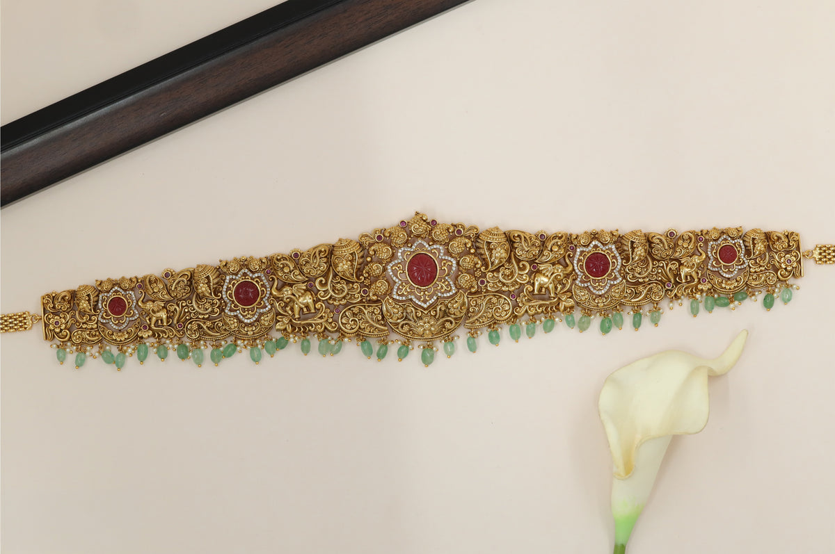 Antique Waist Belt With Floral Medallion Design