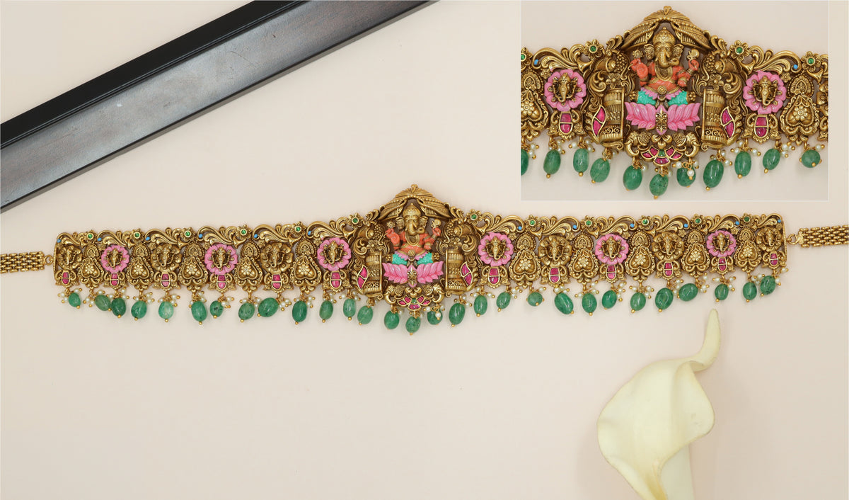 Antique Ganesha Waist Belt With Temple Design