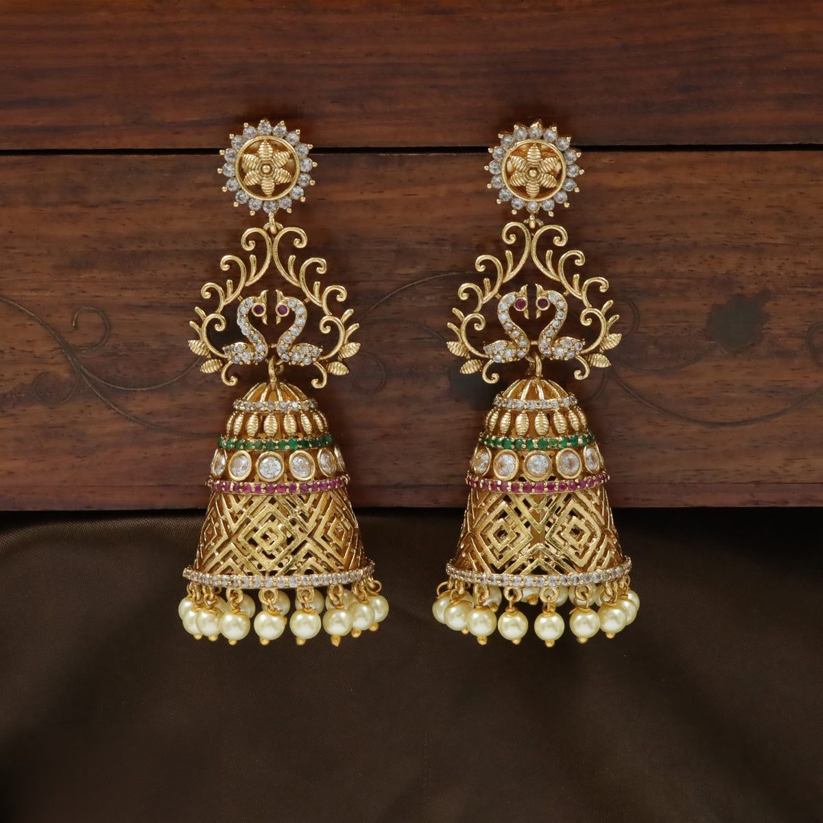 Antique Jumka With Peacock Detailing