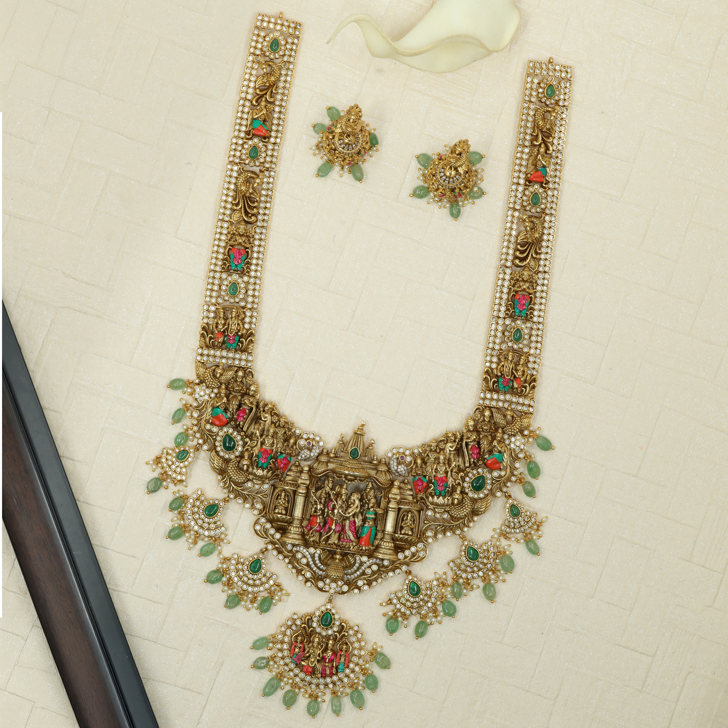 Rama Sita long haara with wedding procession and temple inspired detailing
