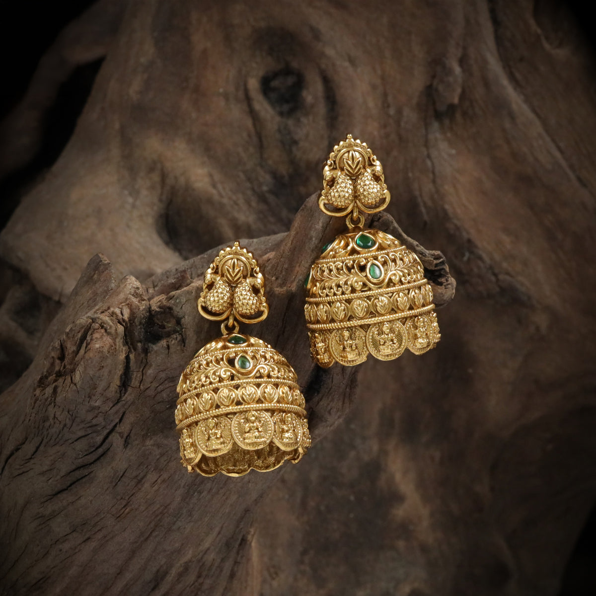 Antique Scrollwork Circular Panel Jumka Earrings
