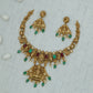 Antique-Finish Gold Necklace Set with Lakshmi Motif