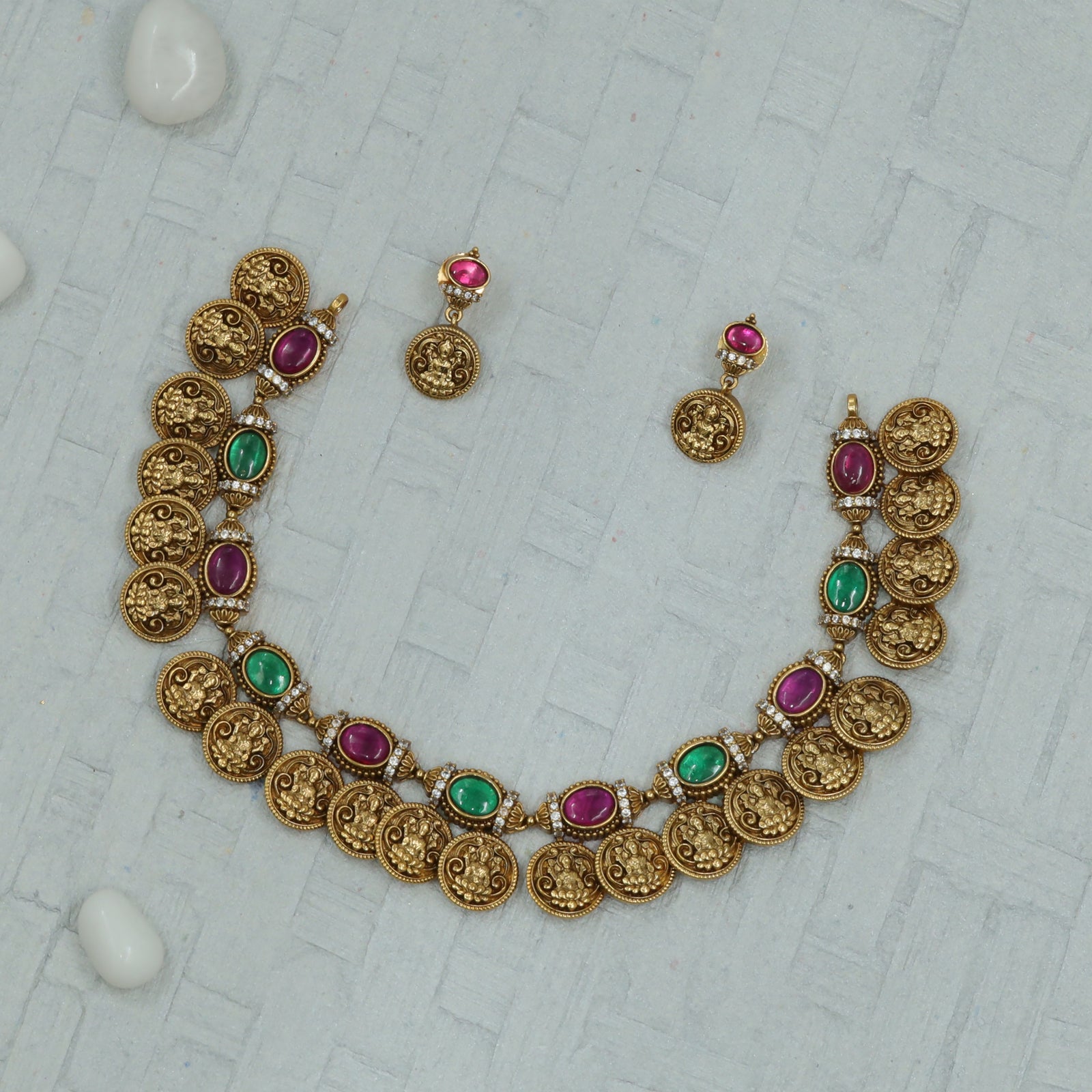 Antique Coin Medallion Necklace Set