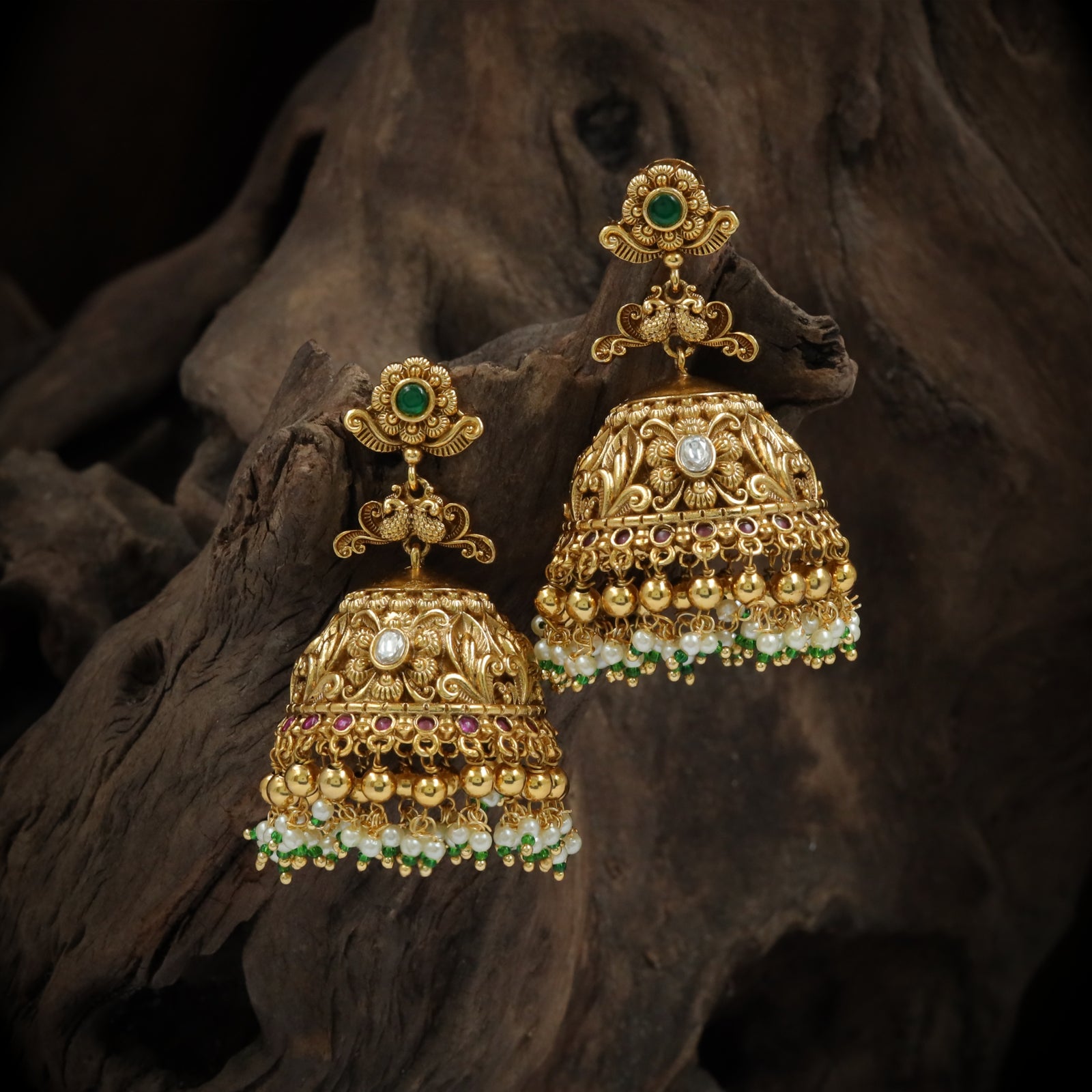Antique Floral Crest Dome Jhumka