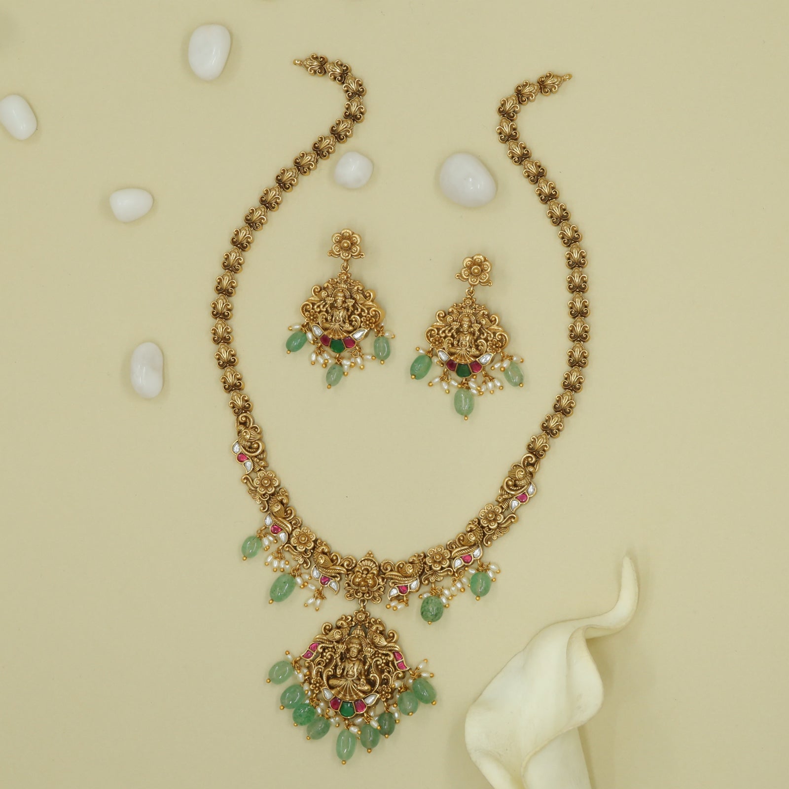 Sri Valli Green Grace Long Haara