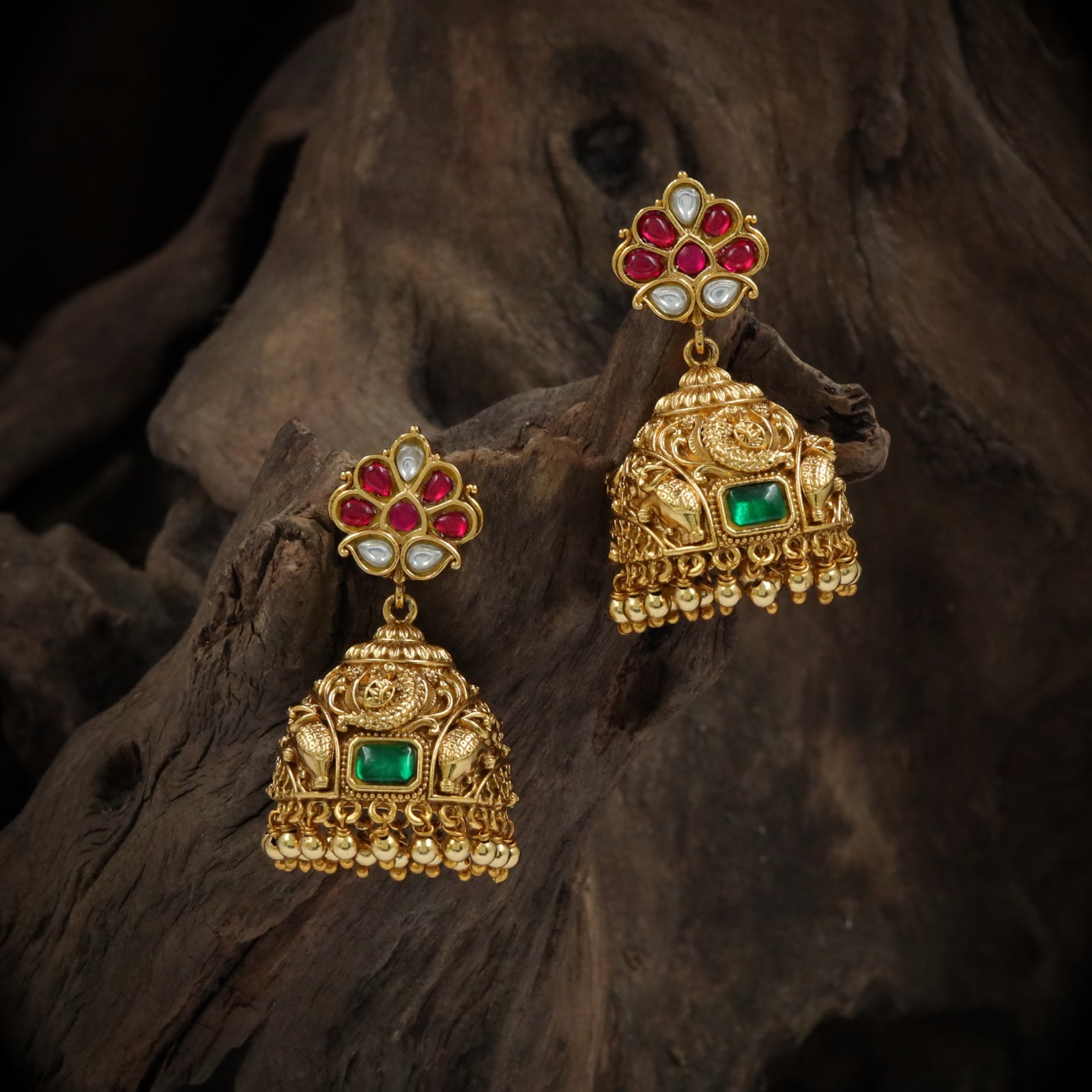 Antique Temple Dome Jhumka Earrings