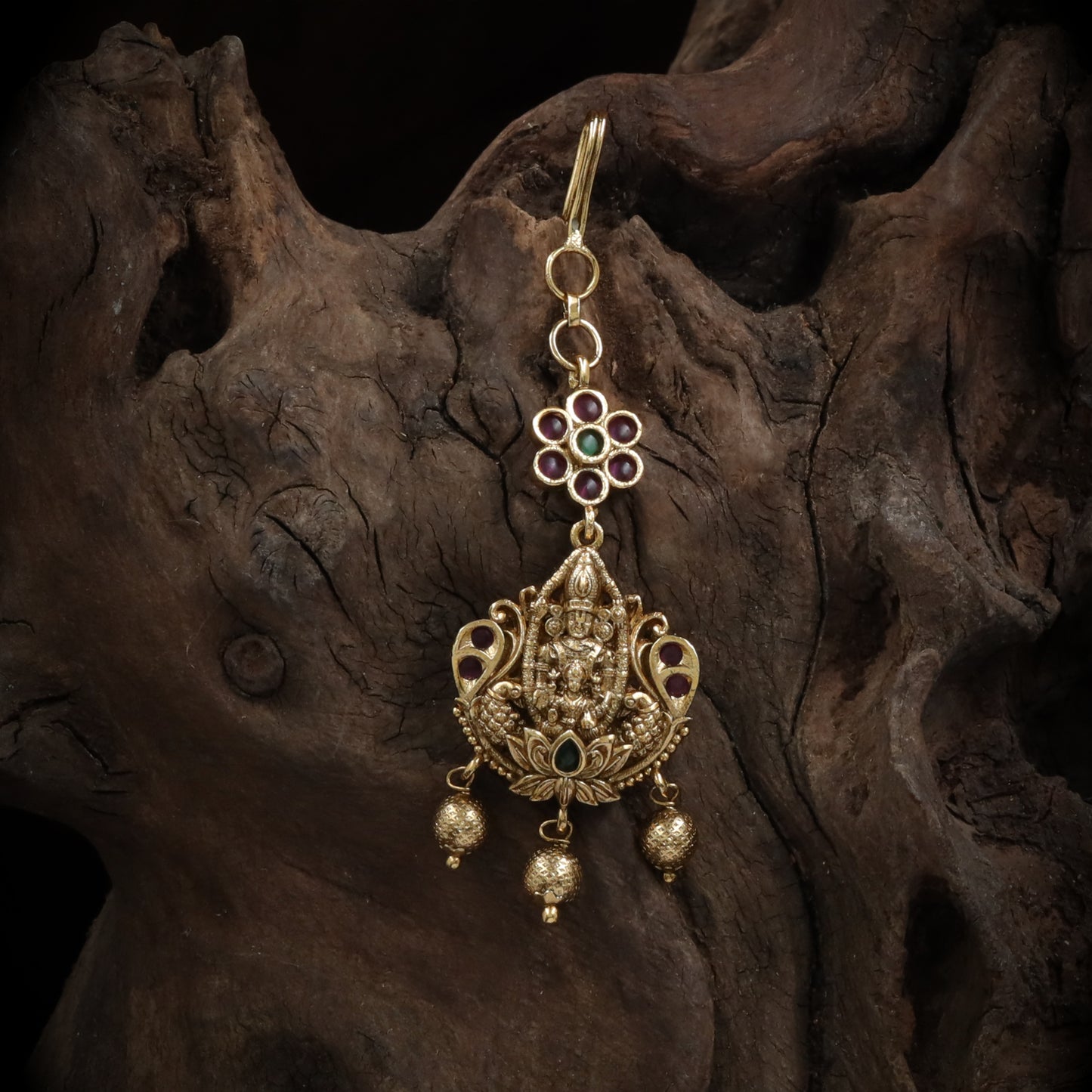 Antique-Finish Gold Tikka with Venkateshwara Motif