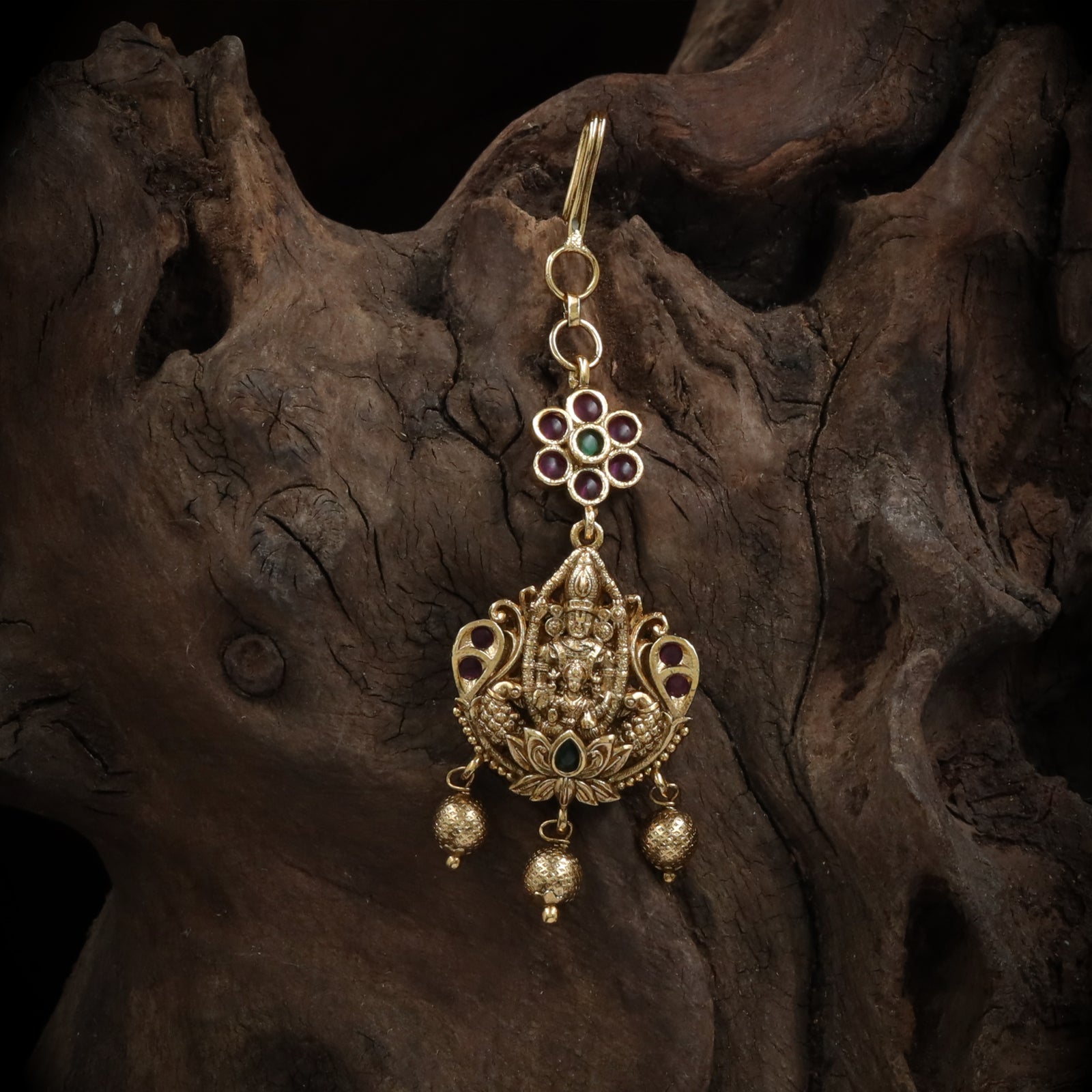 Antique-Finish Gold Tikka with Venkateshwara Motif