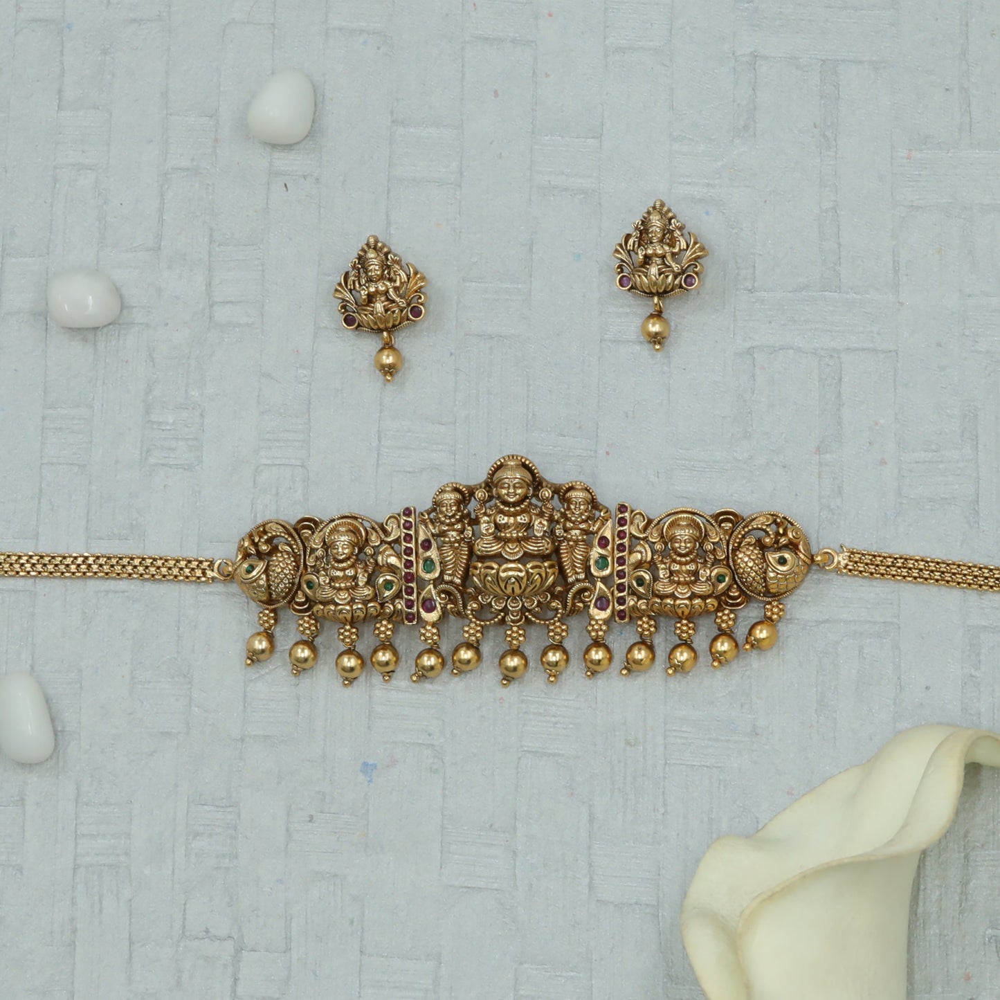 Goddess Lakshmi Temple Panel Choker Set
