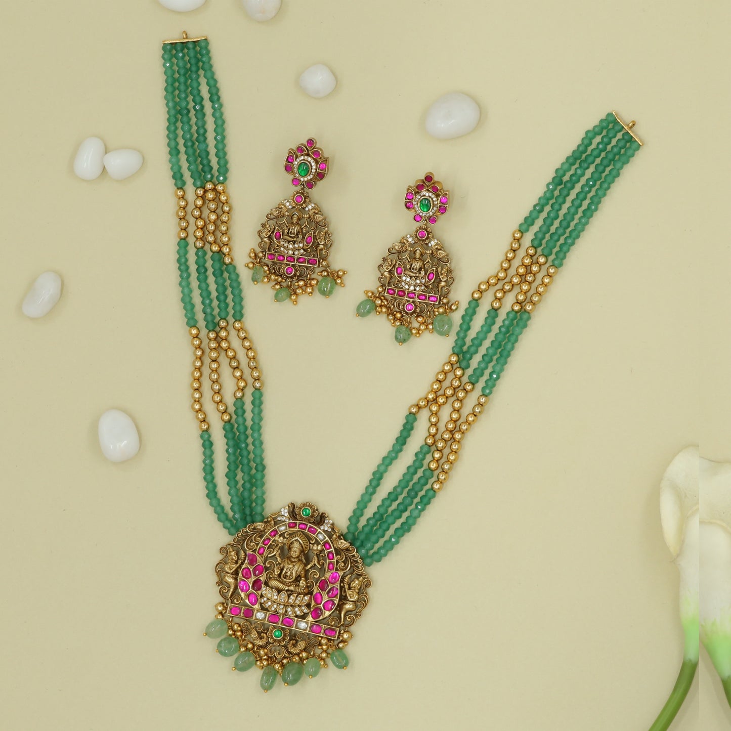 Antique Manjari Lakshmi Beads Long Haara