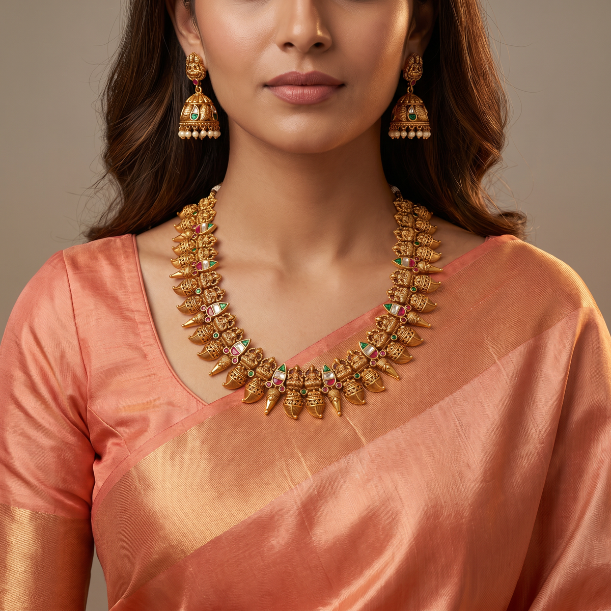 Shankh Design Antique Necklace Set