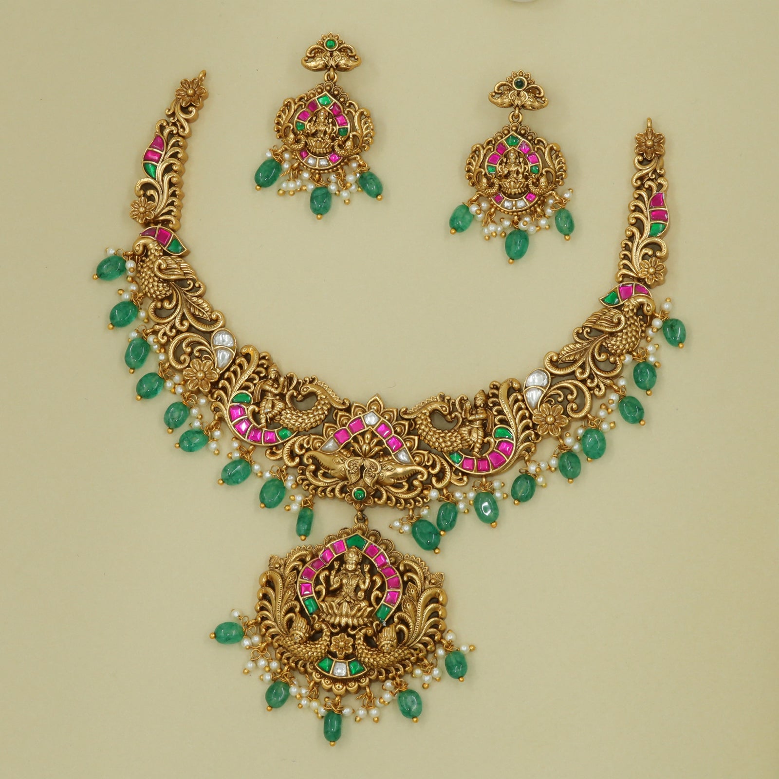 Meenakshi Ratna Heritage Temple Necklace Set